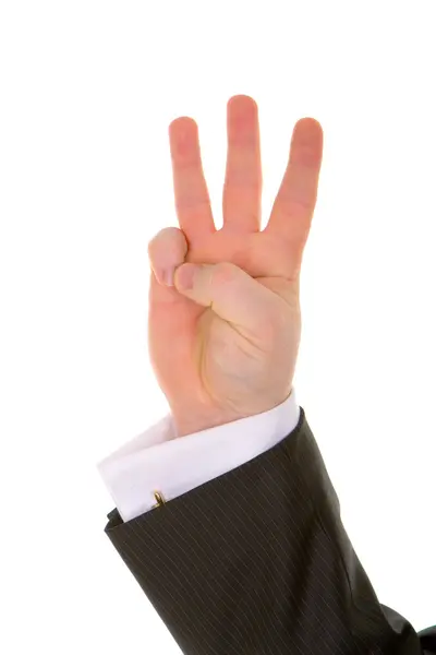 Manlig hand gest isolerade i vit bakgrund — Stockfoto