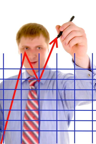 Businessman is drawing a arrow of success — Stock Photo, Image