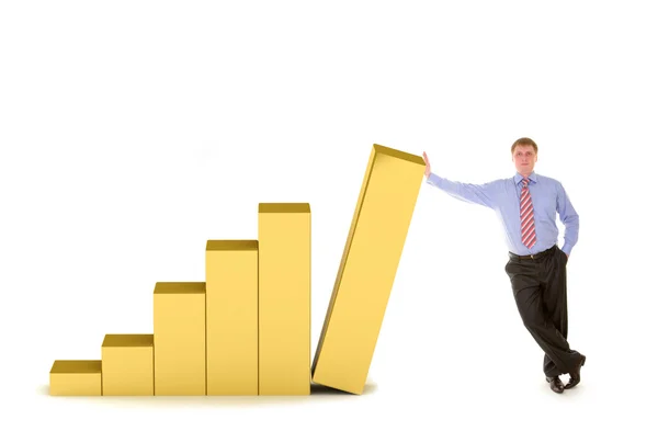 Diagram úspěchu a obchodní muž — Stock fotografie