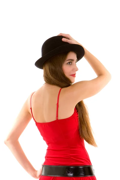 Glamour nő kalapban — Stock Fotó