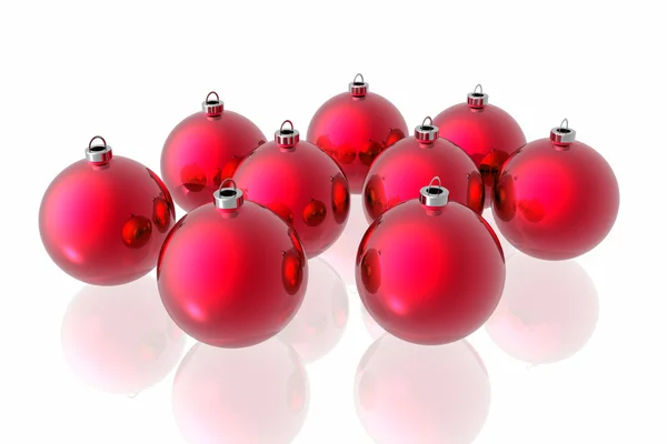 白の背景に赤のクリスマスの装飾 — ストック写真