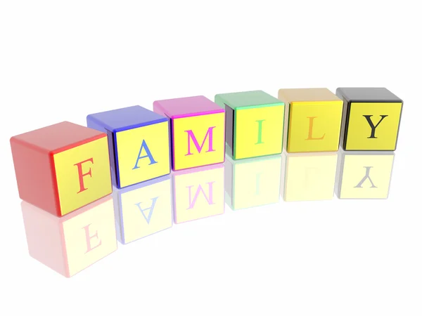 Slovo "rodina", postavené z kostek — Stock fotografie