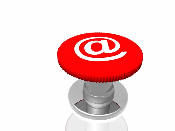 Botón rojo con signo — Foto de Stock