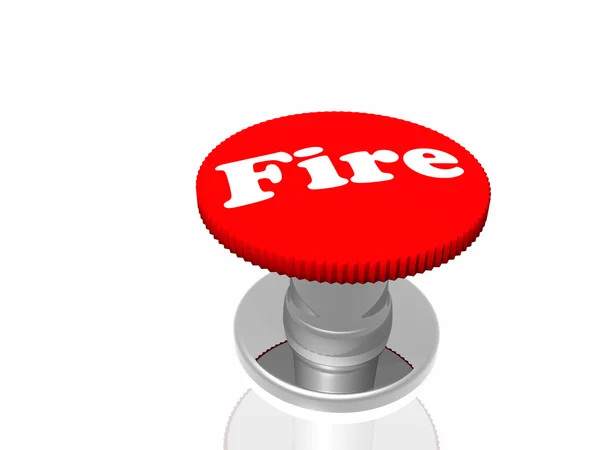Piros gomb-val felirat "tüzet" az elszigetelt fehér háttér — Stock Fotó