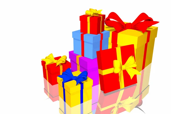 Beyaz arka plan üzerinde izole kutu Noel hediyeleri — Stockfoto