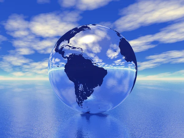 Globe in Oceaan — Stockfoto