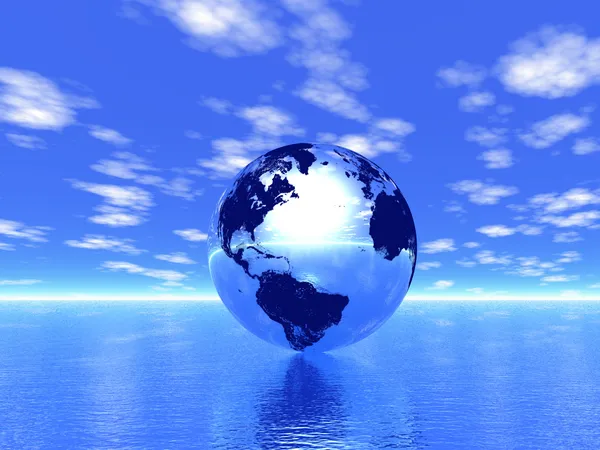 Globus im Ozean — Stockfoto