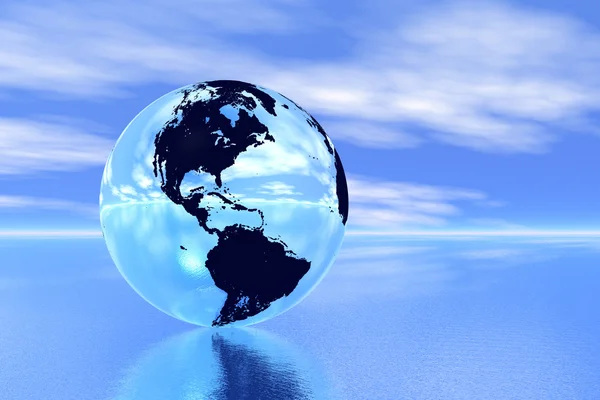 Globe in ocean — Stock Photo, Image