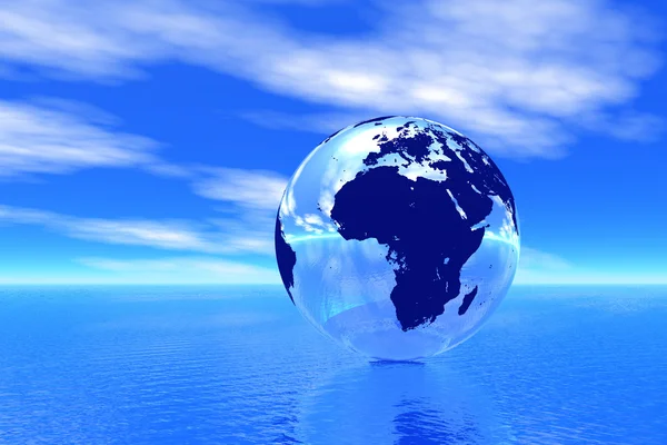 Globus im Ozean — Stockfoto