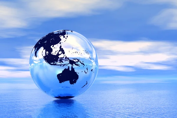 Globe in ocean, Australia view — Stock Photo, Image
