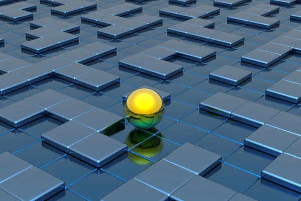 Golden sphere in the labyrinth — Stock Photo, Image
