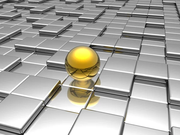 Gouden bol in zilveren labyrint — Stockfoto