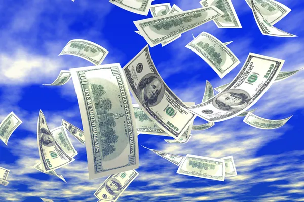 3D гроші падають — стокове фото