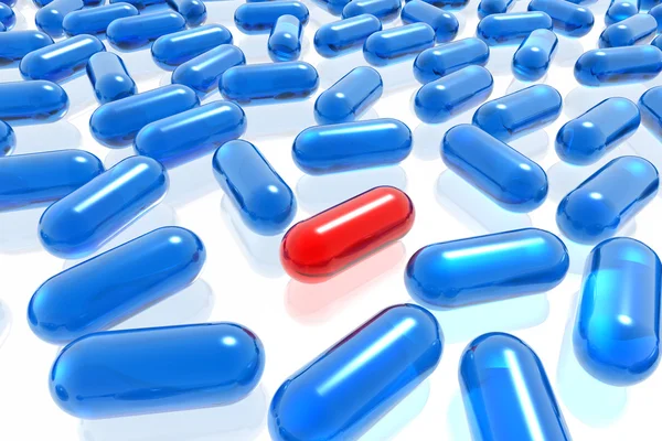 Unikalne tabletki czerwony — Zdjęcie stockowe