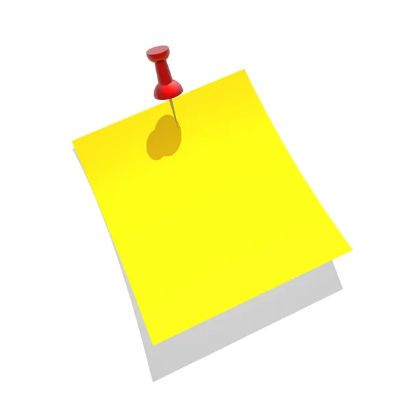 Yellow paper pinned to a white background — Stock Photo, Image