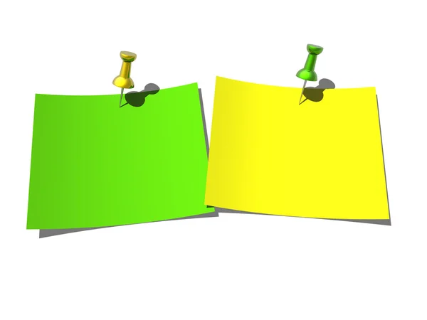 Papel de cores fixado a um fundo branco — Fotografia de Stock