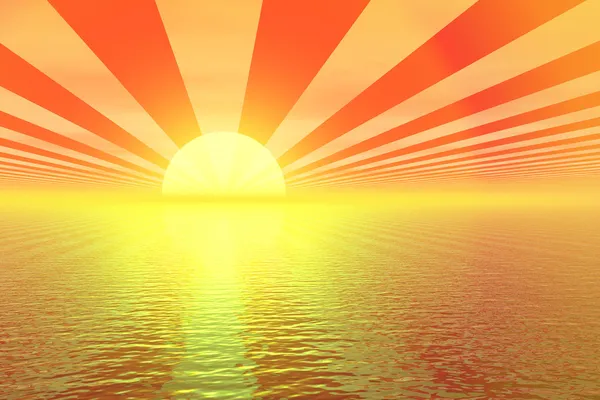 Золотий захід сонця 3d ілюстрація — стокове фото