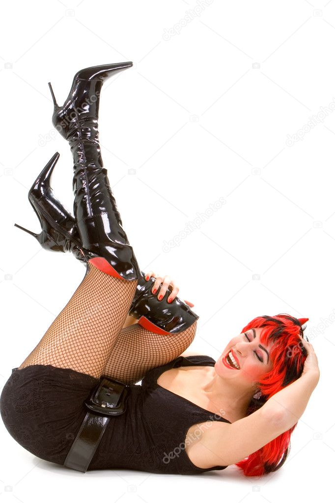 Sexy devil woman isolated on the white background