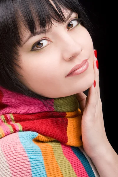 Portret van de vrouw met sjaal — Stockfoto