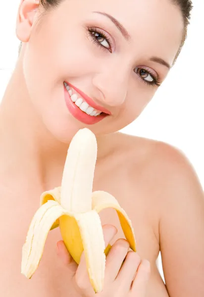 漂亮女人与香蕉 — 图库照片