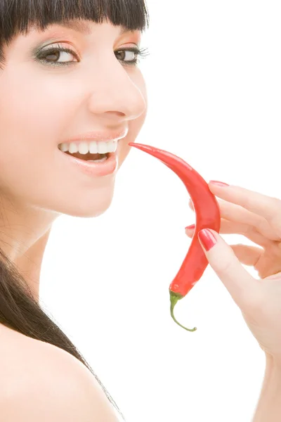 Słodkie dziewczyny z papryka chili — Zdjęcie stockowe