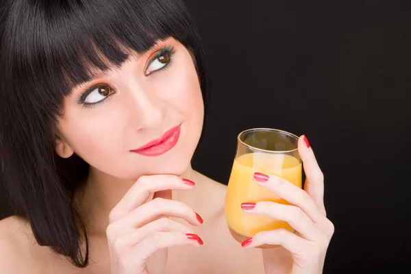 stock image Sweet woman with glass of juice