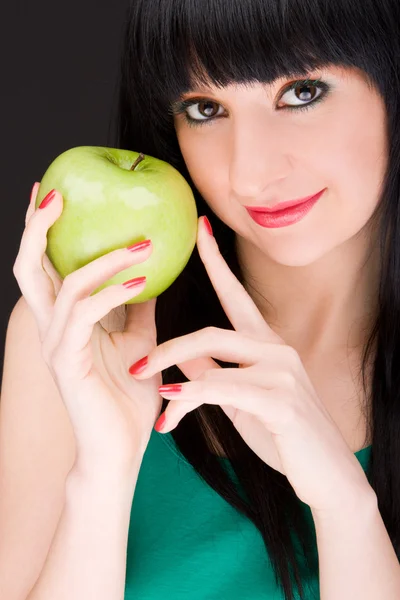 Dulce chica con manzana — Foto de Stock