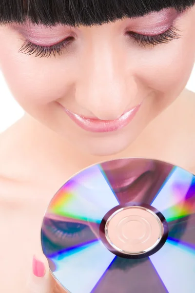 Young beautiful girl with disk — Stock Photo, Image