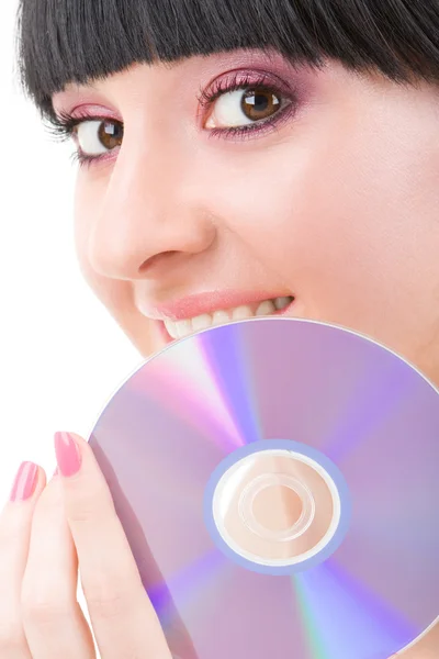 Young beautiful girl with disk — Stock Photo, Image