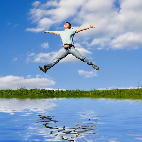Happy man is jumping — Stock Photo, Image