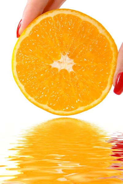 Orange fraîche et eau — Photo