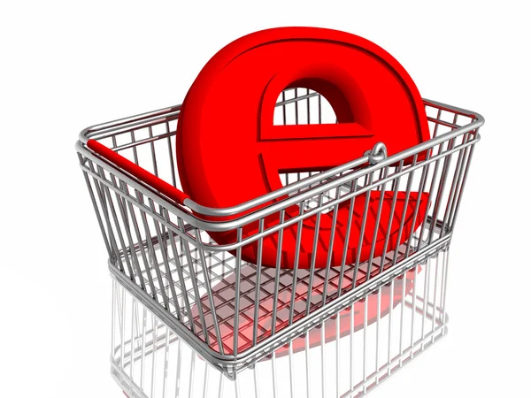 Señal de comercio electrónico en la cesta — Foto de Stock