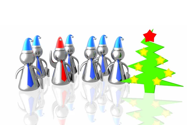 Zakelijke team en kerst boom — Stockfoto