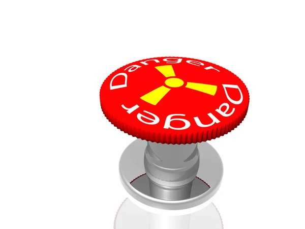 Red button with inscription "Danger" isolated in white backgroun — Stock Photo, Image