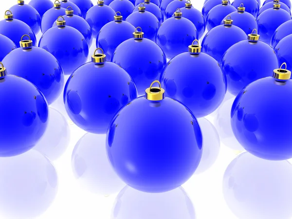 白い背景の上の青いクリスマスの装飾 — ストック写真
