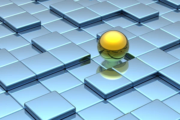 Esfera dourada no labirinto — Fotografia de Stock