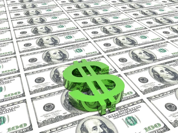 Dollar symbol in money background — Stock Photo, Image