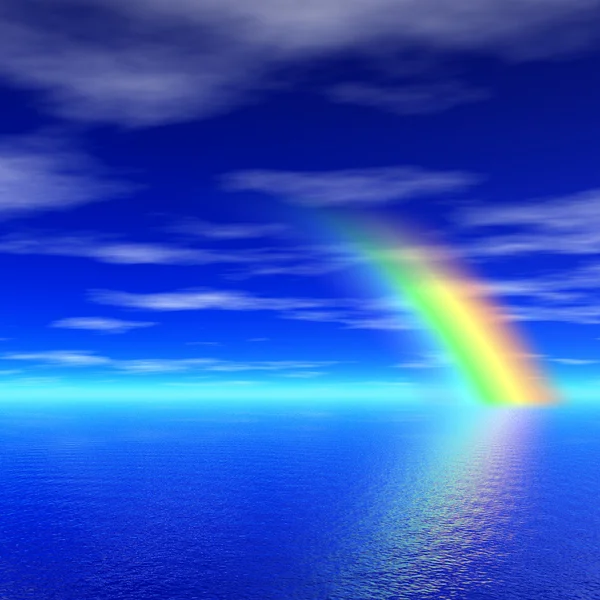 Regenboog in de zee — Stockfoto