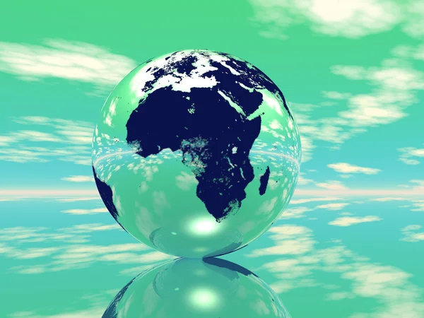 Världen i grön bakgrund — Stockfoto