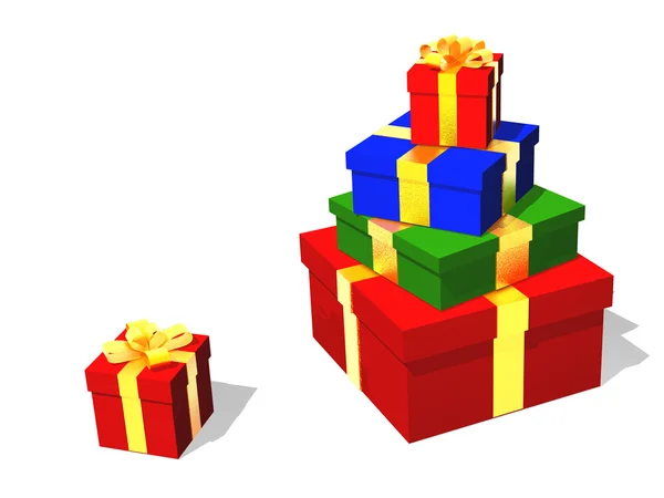 Gifts in 3d over a white background — Stock Photo, Image