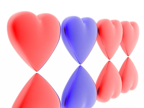 Corazón rojo y azul — Foto de Stock