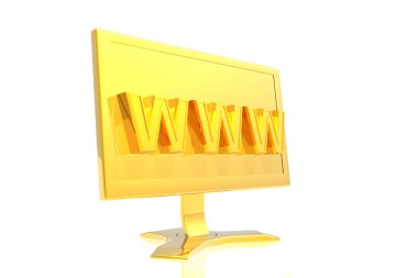 Golden monitor and www sign clipart