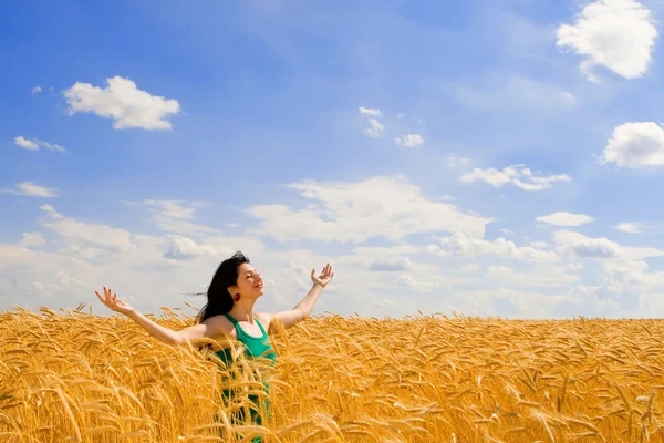 Jolie femme en blé doré — Photo