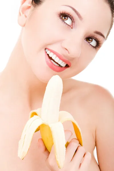 Mujer bonita con plátano —  Fotos de Stock
