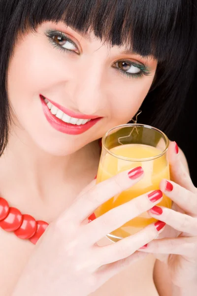 stock image Sweet woman with glass of juice