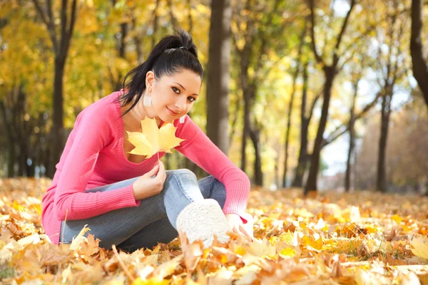 Ung smuk kvinde i efteråret park - Stock-foto