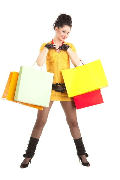 Kobieta moda z kolor opakowania — Zdjęcie stockowe