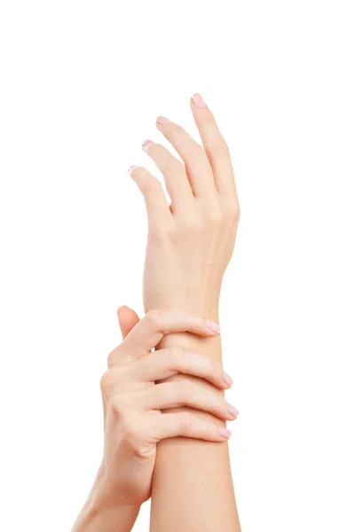 Zorg voor mooie vrouw handen — Stockfoto