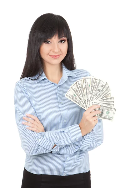 Молода бізнес-леді з грошима — стокове фото