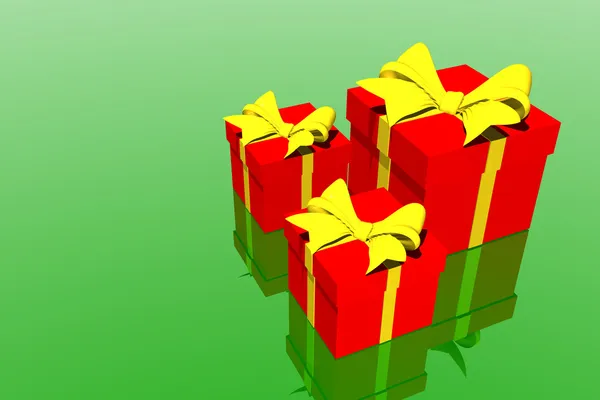 Caja de regalos de Navidad aislado en el fondo verde —  Fotos de Stock